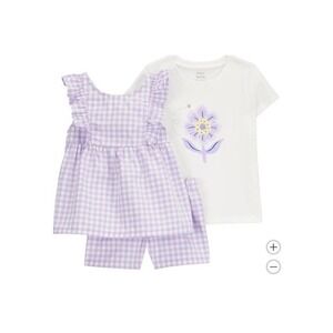 Carters 3pc Outfit Set Toddler Girls 2T Purple Gingham NWT Ruffle Floral Tee